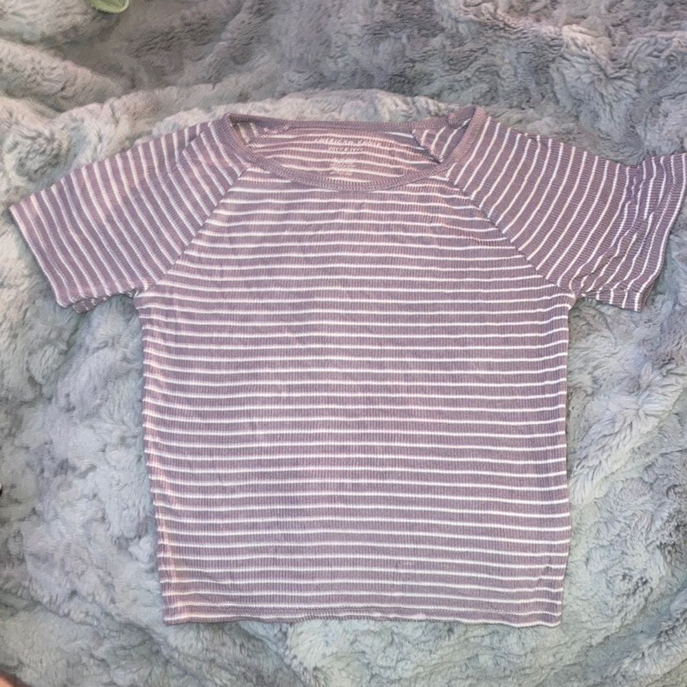 Purple shirt with white stripes 💜🤍